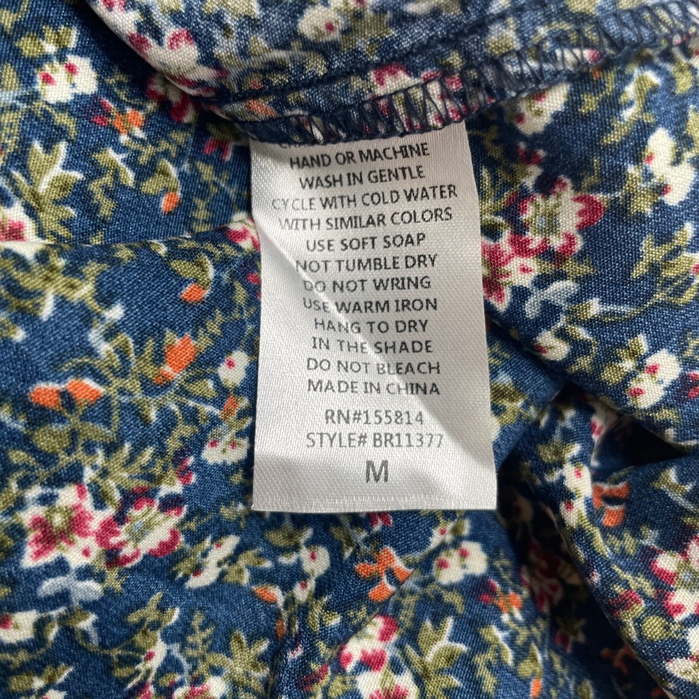 KTKK Inc Navy Ditsy Floral Milkmaid Mini Dress Puff Sleeve Smocked Back Fairy M - Picture 5 of 7